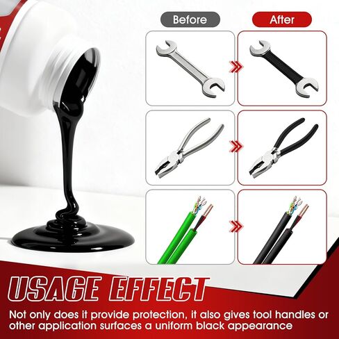 10.5oz Rubber Dip for Tools, Tool Dip Rubber Coating, Tool Handle Dip Coating Wear-Resistant and Non-Slip Easily Peelable for Tools DIY Craft Temporary Protection, Black in Kuwait