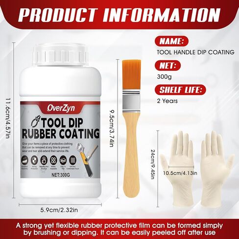 10.5oz Rubber Dip for Tools, Tool Dip Rubber Coating, Tool Handle Dip Coating Wear-Resistant and Non-Slip Easily Peelable for Tools DIY Craft Temporary Protection, Black in Kuwait
