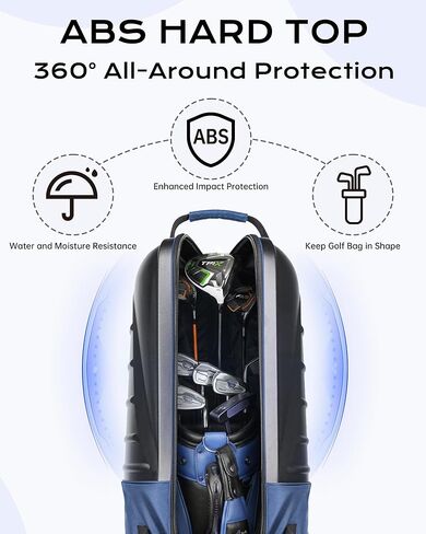 Golf Travel Bag for Airlines, ABS Hard Shell Top, 1680D Oxford Cloth, 4 Side Pockets, Two 4 Inch Wheels, Lockable Zippers, Foldable Club Travel Case in Saudi Arabia