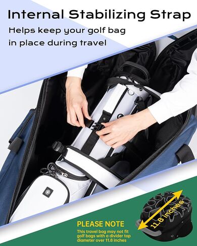 Golf Travel Bag for Airlines, ABS Hard Shell Top, 1680D Oxford Cloth, 4 Side Pockets, Two 4 Inch Wheels, Lockable Zippers, Foldable Club Travel Case in Saudi Arabia