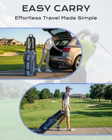 Golf Travel Bag for Airlines, ABS Hard Shell Top, 1680D Oxford Cloth, 4 Side Pockets, Two 4 Inch Wheels, Lockable Zippers, Foldable Club Travel Case in Saudi Arabia