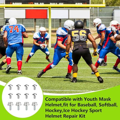 Universal Helmet Mask Screw Compatible with Youth Football Helmet,Also fit for Baseball, Softball, Hockey Sport Helmet Repair Kit,Keep for Youth Helmet Mask Stabilization System to Reduce Head Injury in Saudi Arabia