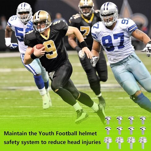 Universal Helmet Mask Screw Compatible with Youth Football Helmet,Also fit for Baseball, Softball, Hockey Sport Helmet Repair Kit,Keep for Youth Helmet Mask Stabilization System to Reduce Head Injury in Saudi Arabia