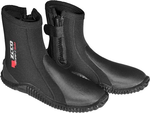 Skyone أحذية الغوص للرجال والنساء، أحذية طويلة من النيوبرين بطول 5 مم، أحذية غوص مع نعل مطاطي مضاد للانزلاق وسحاب، أحذية ركوب الأمواج دافئة للإبحار والغطس وركوب الأمواج in Kuwait