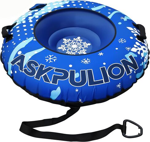 Inflatable Snow Tube Sled, Heavy Duty Snow Tubes for Sledding with Premium Canvas Cover for Kids Adults, Winter Outdoor Snow Toys Gift, Christmas Birthday Gift for Children Family in Saudi Arabia
