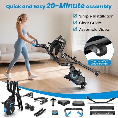 Foldable Exercise Bike, Multifunctional Indoor Stationary Bikes for Home with 8-Level Magnetic Resistance, Quiet Workout Bike with Arm Resistance Bands, LCD Monitor, 300LBS Capacity in Saudi Arabia
