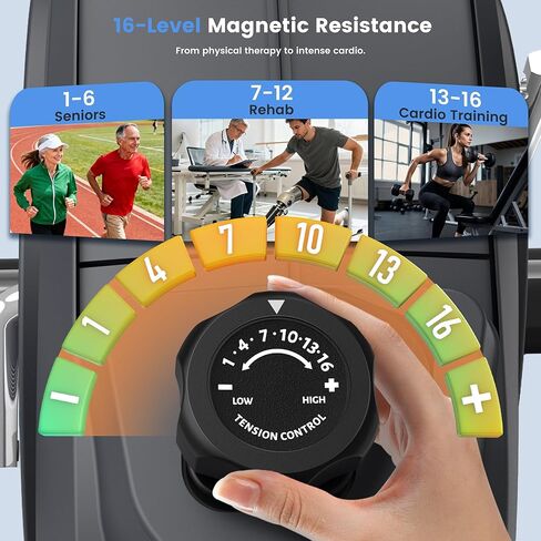 دراجة تمرين راقد، دراجة ثابتة راقد للمنزل، دراجة راقد بسعة وزن 400 رطل، همس هادئ 16 مستوى مقاومة مغناطيسية لمعدل ضربات القلب وشاشة LCD متعددة الوظائف ومقعد مريح in Kuwait