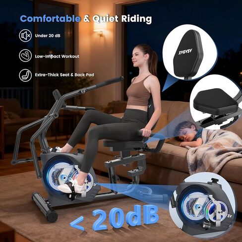 دراجة تمرين راقد، دراجة ثابتة راقد للمنزل، دراجة راقد بسعة وزن 400 رطل، همس هادئ 16 مستوى مقاومة مغناطيسية لمعدل ضربات القلب وشاشة LCD متعددة الوظائف ومقعد مريح in Kuwait