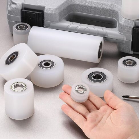 uxcell 2Pcs Nylon Roller Wheel with Bearings, 1/4" Bore x 1" Width x 1" Length, CNC Guiding Wheel Flat Belt Idler, Nylon Pulley (White) in Saudi Arabia