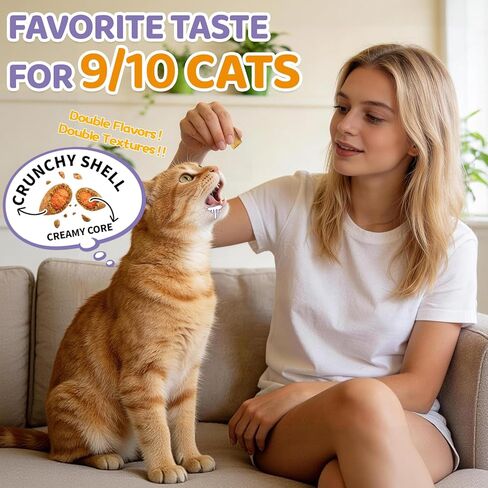 Lysine for Cats, 500ct Cat Immune Support Chews, L-Lysine Supplement for Cats with Colostrum, Omega-3, Soothes Sneezing, Runny Nose & Upper Respiratory Support, Crunchy & Creamy, Chicken Krill Flavor in Kuwait