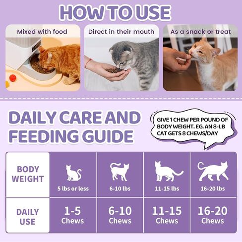 Lysine for Cats, 500ct Cat Immune Support Chews, L-Lysine Supplement for Cats with Colostrum, Omega-3, Soothes Sneezing, Runny Nose & Upper Respiratory Support, Crunchy & Creamy, Chicken Krill Flavor in Kuwait