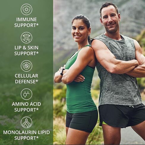 Peak Performance L Lysine 1000mg + Monolaurin 500mg Supplement for Immune Support - High Potency L-Lysine for Lips, Skin, & Health - 2-in-1 Bioavailable Supplements for Men and Women - 60 Capsules in Saudi Arabia