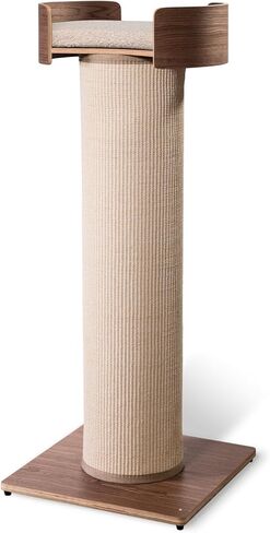 ONE FAST CAT - Giant Scratching Tower w/Perch - 44.5" Height with Replaceable Sisal and Removable Bed - Walnut in Saudi Arabia