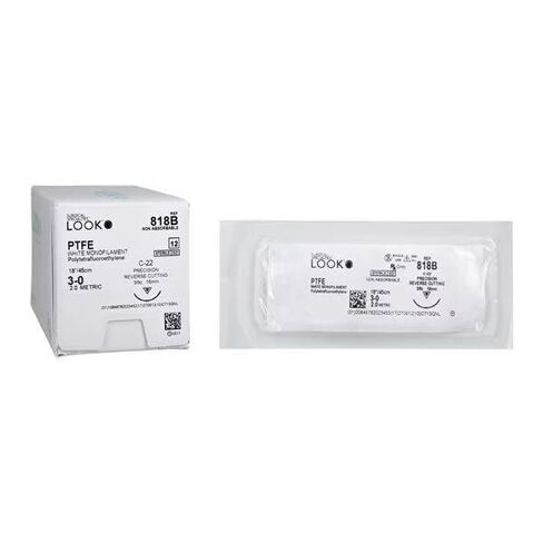 Look X818B PTFE Undyed Sutures 3-0 18'' C22 3/8 Circle Reverse Cutting 16mm 12/Pk in Saudi Arabia