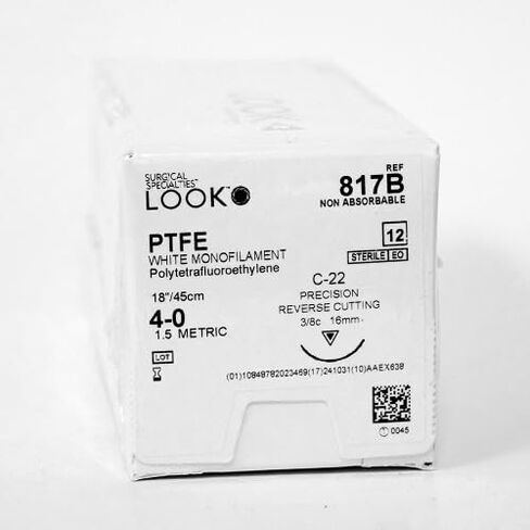 Look X817B PTFE 4-0 Undyed Sutures 18 C22 3/8 Circle Reverse Cutting 16mm 12/Pk in Saudi Arabia