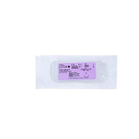 Look 386B 4/0 PolySyn Undyed Braided Sutures 10" 25cm C17 12mm 3/8 Circle 12/Bx in Saudi Arabia