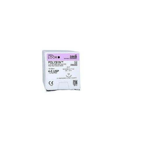 Look 386B 4/0 PolySyn Undyed Braided Sutures 10" 25cm C17 12mm 3/8 Circle 12/Bx in Saudi Arabia