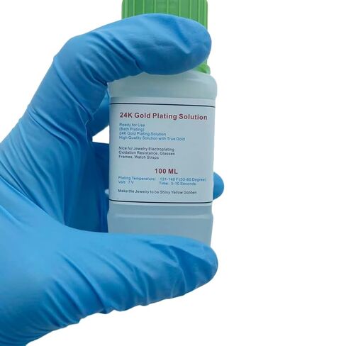 محلول طلاء الذهب للحمام 100 مل 24 قيراط عالي التركيز، عالي النقاء يحتوي على 0.1 جم من الذهب الخالص الأصلي لمحلول الطلاء الكهربائي للمجوهرات in Kuwait