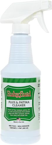Flux & Patina Cleaner - 16 oz Spray Bottle | Water-Based Non-Toxic Cleaner for Removing Flux Residue, Patina, Dirt & Oil | Non-Corrosive for Stained Glass & Metal Surfaces | Made in USA in Saudi Arabia