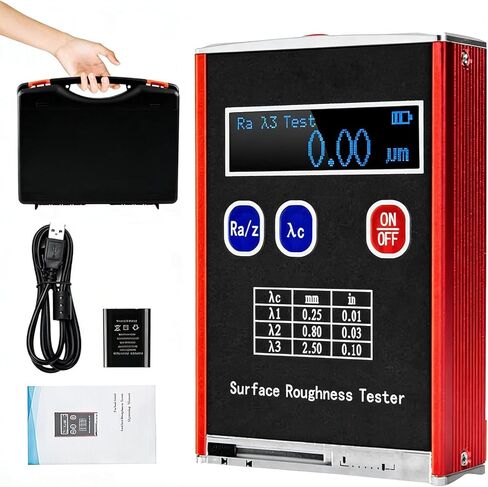 Surfaces Roughness Tester, 0.01μm High-Precision Digital Profilometer with Ra, Rz, Rq, and Rt 4 Parameters, Ra/Rq 0.05~15.0μm, Rz/Rt 0.1~50.0μm, Data Storage & Output in Saudi Arabia