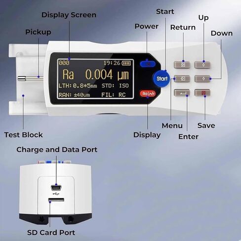 High-Precision Portable Metal Roughness Measuring Device, 0.001 μM Accuracy, 160 μM Range, Ideal for Surface Roughness Measurement in Engineering and Manufacturing in Saudi Arabia