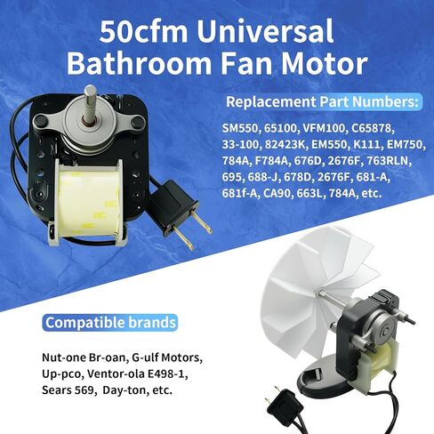 SM550 العالمي تنفيس الحمام العادم مروحة المحرك استبدال عدة SM550 متوافق مع Nu.Tone Broan 50 CFM 120V 3000 دورة في الدقيقة، يستبدل EM550 C01575 65100 EM750 C65878 VFM100 in Kuwait