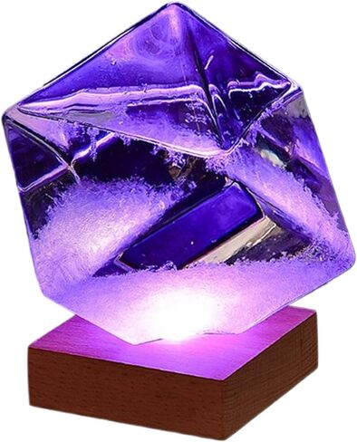 1pc Cube Storm Glass Weather Forecaster Storm Glass Weather Predictor Globe with Cube Design for Home Office Desktop Dec (with Light Base) Predictor Forecaster in Saudi Arabia