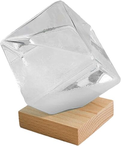1pc Cube Storm Glass Weather Forecaster Storm Glass Weather Predictor Globe with Cube Design for Home Office Desktop Dec (with Light Base) Predictor Forecaster in Saudi Arabia