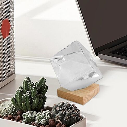 1pc Cube Storm Glass Weather Forecaster Storm Glass Weather Predictor Globe with Cube Design for Home Office Desktop Dec (with Light Base) Predictor Forecaster in Saudi Arabia