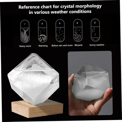 1pc Cube Storm Glass Weather Forecaster Storm Glass Weather Predictor Globe with Cube Design for Home Office Desktop Dec (with Light Base) Predictor Forecaster in Saudi Arabia