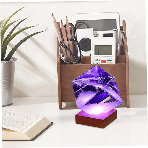 1pc Cube Storm Glass Weather Forecaster Storm Glass Weather Predictor Globe with Cube Design for Home Office Desktop Dec (with Light Base) Predictor Forecaster in Saudi Arabia