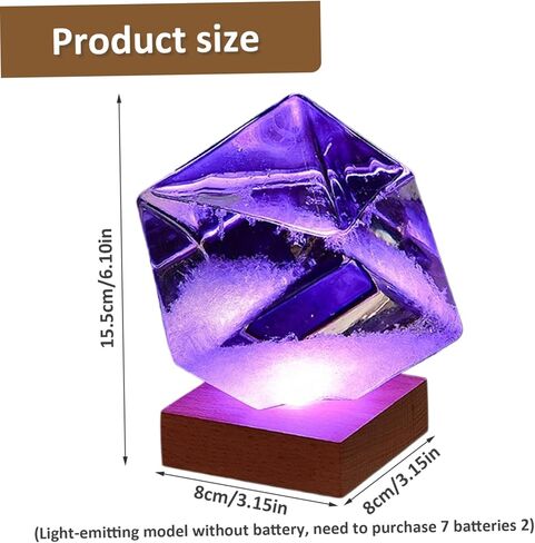 1pc Cube Storm Glass Weather Forecaster Storm Glass Weather Predictor Globe with Cube Design for Home Office Desktop Dec (with Light Base) Predictor Forecaster in Saudi Arabia