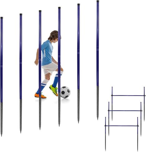 Agility Poles, 6 Pack 4.9FT Metal Soccer Training Poles Adjustable Agility Hurdles Training Equipment in Kuwait