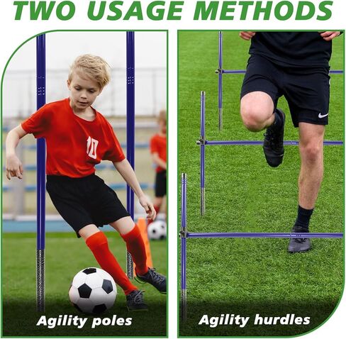 Agility Poles, 6 Pack 4.9FT Metal Soccer Training Poles Adjustable Agility Hurdles Training Equipment in Kuwait