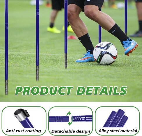 Agility Poles, 6 Pack 4.9FT Metal Soccer Training Poles Adjustable Agility Hurdles Training Equipment in Kuwait