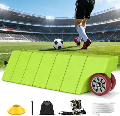 Northdeer Soccer Rebound Board, 46 X 11.7 Inch Portable Soccer Training Equipment, Dual-Surface Rebounder with Adjustable Angle, Equipped with Water Pipe, Ball Trainer and Six Disc Cones in Kuwait