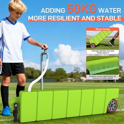 Northdeer Soccer Rebound Board, 46 X 11.7 Inch Portable Soccer Training Equipment, Dual-Surface Rebounder with Adjustable Angle, Equipped with Water Pipe, Ball Trainer and Six Disc Cones in Kuwait