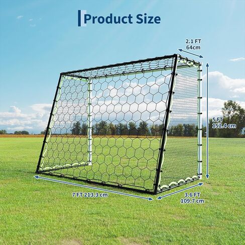 7x5 Ft Soccer Rebounder Net Goal, Iron Frame with PE Net, Includes 4 U-Shaped Ground Stakes, Backyard Soccer Training Equipment for Passing, and Ball Control in Saudi Arabia