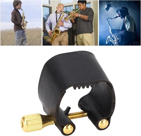 Clarinet Ligature, C Type Alto Sax Ligature, Professional Leather Ligature Fastener, Black Saxophone Mouthpiece Leather Clip for Musicians, Saxophone Enthusiasts, Beginners in Saudi Arabia
