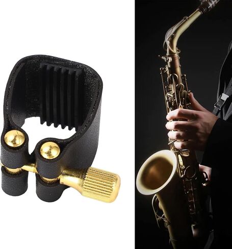 Clarinet Ligature, C Type Alto Sax Ligature, Professional Leather Ligature Fastener, Black Saxophone Mouthpiece Leather Clip for Musicians, Saxophone Enthusiasts, Beginners in Saudi Arabia