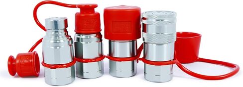 1/2'' NPT Skid Steer Hydraulic Couplers, Flat Face Hydraulic Quick Connect Couplers ISO16028, 5076 PSI & 23 GPM, with Secure Locking Sleeve & 2PCS Dust Covers, Carbon Steel Construction in Kuwait