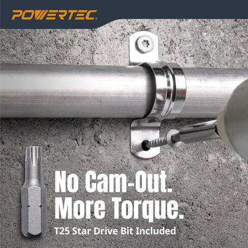 POWERTEC Cement Screws #8 x 1-1/4″, Ruspert Coated Concrete Screws with T25 Torx Star Drive Bit – High-Low Thread Masonry Screws for Cement Board, Concrete & Brick, 200-Pack (72319) in Saudi Arabia