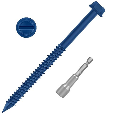 1/4" x 5" Blue Hex Head Concrete Screw Anchor Kit for Anchoring to Masonry, Block or Brick, 50 PCS in Kuwait