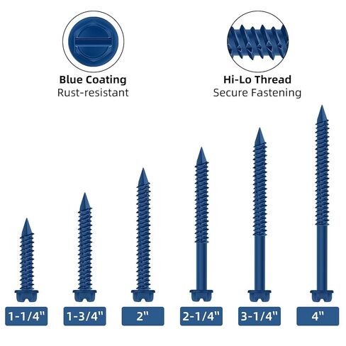 1/4" x 5" Blue Hex Head Concrete Screw Anchor Kit for Anchoring to Masonry, Block or Brick, 50 PCS in Kuwait