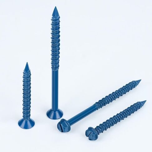 1/4" x 5" Blue Hex Head Concrete Screw Anchor Kit for Anchoring to Masonry, Block or Brick, 50 PCS in Kuwait