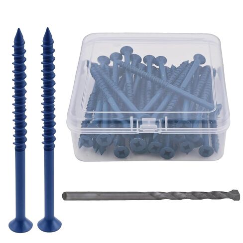 35 Pcs 3/16" x 3-1/4" Concrete Screws with Drill Bit, Blue Flat Head Masonry Concrete Anchor Screws for Concrete, Brick, Block and Cement in Saudi Arabia