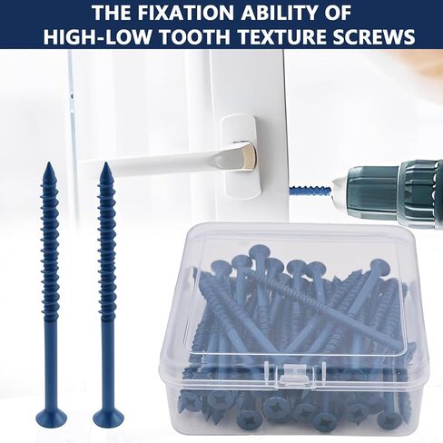 35 Pcs 3/16" x 3-1/4" Concrete Screws with Drill Bit, Blue Flat Head Masonry Concrete Anchor Screws for Concrete, Brick, Block and Cement in Saudi Arabia