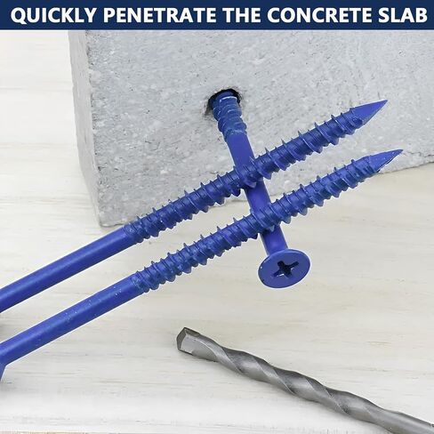 35 Pcs 3/16" x 3-1/4" Concrete Screws with Drill Bit, Blue Flat Head Masonry Concrete Anchor Screws for Concrete, Brick, Block and Cement in Saudi Arabia