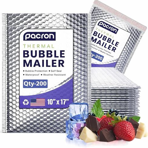 200-Pack Insulated Silver Thermal Bubble Mailers 8 x 11 - Waterproof Metallic Foil Self-Sealing Padded Envelopes for Cold Shipping, Perishables, Food, Cosmetics, Pharmaceuticals in Saudi Arabia
