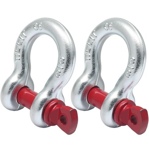 3/8" 2 Pcs Heavy Duty Shackle, Galvanized Clevis Shackle Screw Pin, 1 Ton Heavy Shackle for Tow Strap/Winch/Traction Steel Wire/Vehicle Recovery in Kuwait